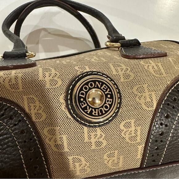 Vintage Dooney & Bourke Canvas Leather Satchel Shoulder Bag - Picture 10 of 16